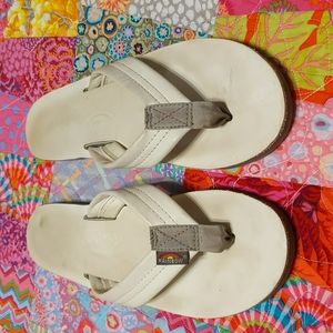 White Rainbow Flip Flops